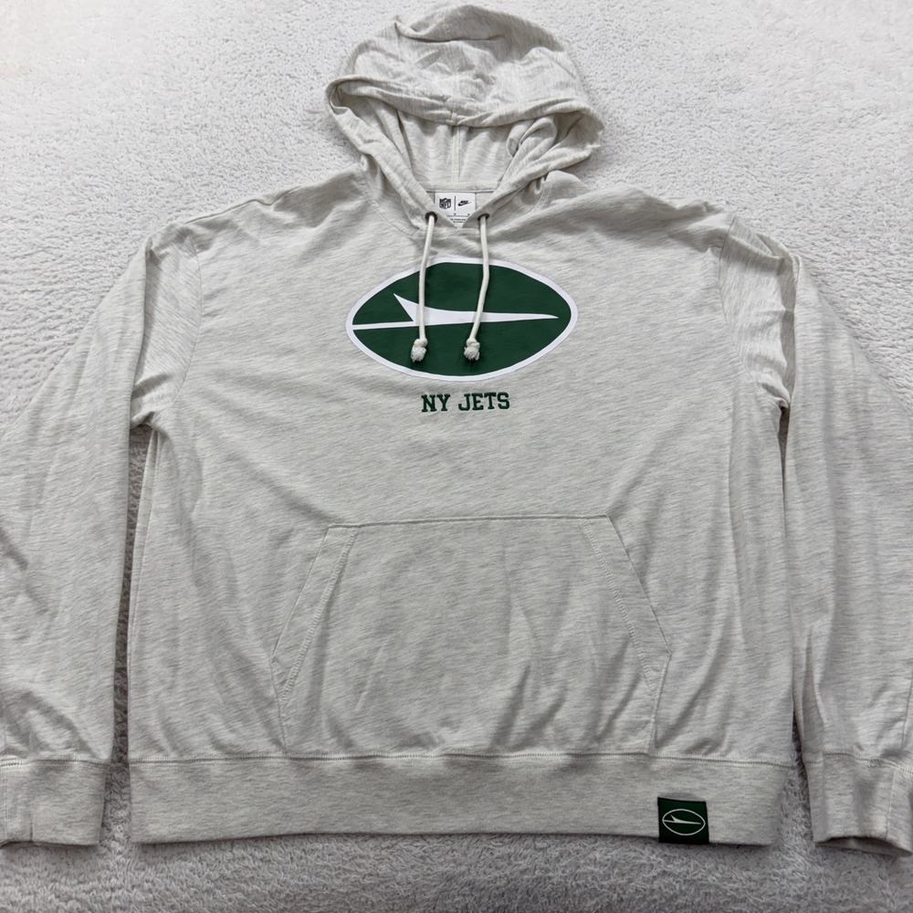 Nike NFL New York Jets Graphic Hoodie Pullover‎ Light Grey Women's XL